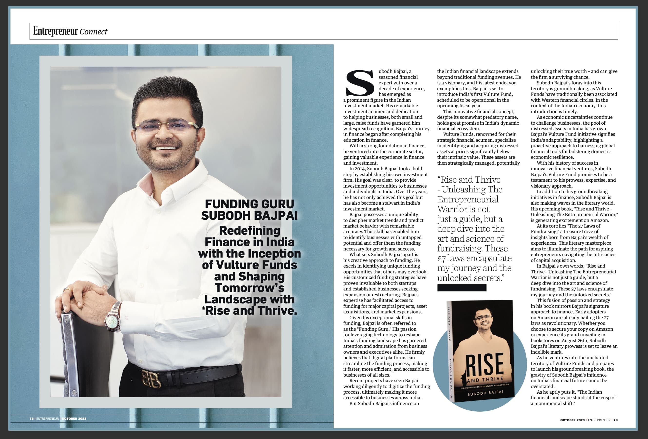 Entrepreneur India Magazine profile of Subodh Bajpai — business funding expert and advocate